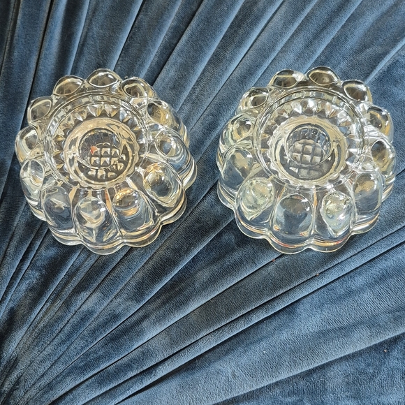 PRINCESS HOUSE crystal Glass Tapered Candle Holders Round bunt style 2.5'x4' Vtg - Picture 3 of 8